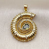 Dije Elegante 05.459.0080 Oro Laminado, Diseño de Caracol y Gota, con Zirconia Cubica Peridoto Oscuro y Micro Pave Blanca, Pulido, Tono Dorado
