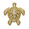Dije Elegante 05.459.0087 Oro Laminado, Diseño de Tortuga, con Micro Pave Blanca, Pulido, Tono Dorado