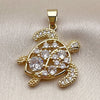 Dije Elegante 05.459.0088 Oro Laminado, Diseño de Tortuga, con Zirconia Cubica Blanca, Pulido, Tono Dorado