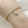 Pulsera Elegante 03.282.0014.07 Oro Laminado, Diseño de Caracol, con Zirconia Cubica Blanca y Micro Pave Blanca, Pulido, Tono Dorado (Grosor 03.8 MM, 7 Pulgadas de Largo)