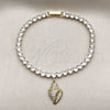 Pulsera Elegante 03.282.0014.07 Oro Laminado, Diseño de Caracol, con Zirconia Cubica Blanca y Micro Pave Blanca, Pulido, Tono Dorado (Grosor 03.8 MM, 7 Pulgadas de Largo)