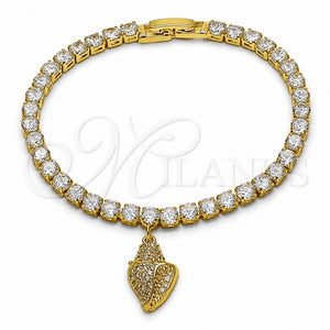 Pulsera Elegante 03.282.0014.07 Oro Laminado, Diseño de Caracol, con Zirconia Cubica Blanca y Micro Pave Blanca, Pulido, Tono Dorado (Grosor 03.8 MM, 7 Pulgadas de Largo)