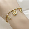 Pulsera de Dije 03.282.0016.07 Oro Laminado, Diseño de Caracol y Bola, Pulido, Tono Dorado (Grosor 03 MM, 7 Pulgadas de Largo)