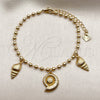 Pulsera de Dije 03.282.0016.07 Oro Laminado, Diseño de Caracol y Bola, Pulido, Tono Dorado (Grosor 03 MM, 7 Pulgadas de Largo)
