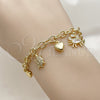 Pulsera de Dije 03.282.0019.07 Oro Laminado, Diseño de Tortuga y Corazón, con Zirconia Cubica Blanca y Micro Pave Blanca, Diamantado, Tono Dorado (Grosor 05.5 MM, 7 Pulgadas de Largo)