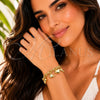 Pulsera de Dije 03.282.0023.07 Oro Laminado, Diseño de Corazón y Caracol, con Zirconia Cubica Negro, Pulido, Tono Dorado (Grosor 07 MM, 7 Pulgadas de Largo)