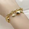 Pulsera de Dije 03.282.0023.07 Oro Laminado, Diseño de Corazón y Caracol, con Zirconia Cubica Negro, Pulido, Tono Dorado (Grosor 07 MM, 7 Pulgadas de Largo)