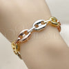 Pulsera Elegante 04.213.0345.1.07 Oro Laminado, Diseño de Puff Mariner, Pulido, Tres Tonos (Grosor 11.5 MM, 7 Pulgadas de Largo)