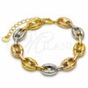 Pulsera Elegante 04.213.0345.1.07 Oro Laminado, Diseño de Puff Mariner, Pulido, Tres Tonos (Grosor 11.5 MM, 7 Pulgadas de Largo)