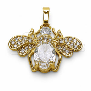 Dije Elegante 05.282.0002 Oro Laminado, Diseño de Abeja, con Zirconia Cubica Blanca, Pulido, Tono Dorado