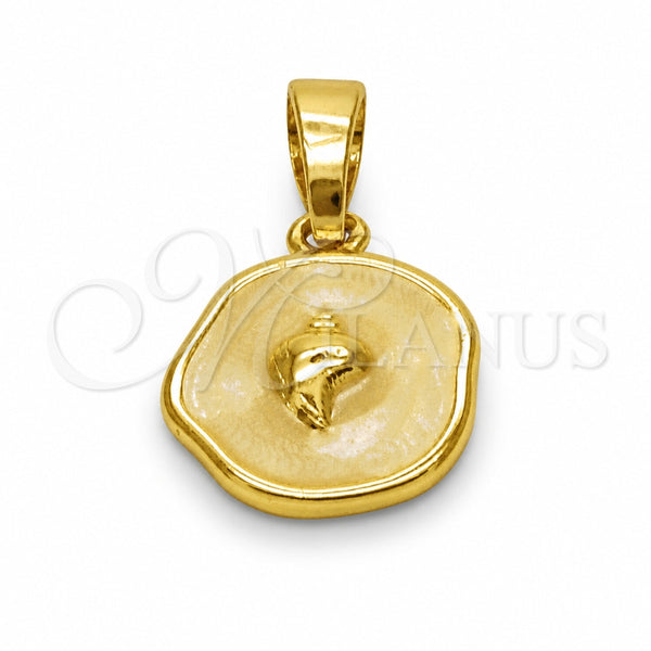 Dije Elegante 05.282.0004 Oro Laminado, Diseño de Caracol, Esmaltado Blanco, Tono Dorado