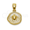 Dije Elegante 05.282.0006 Oro Laminado, Diseño de Tortuga, Esmaltado Blanco, Tono Dorado