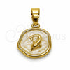 Dije Elegante 05.282.0008 Oro Laminado, Diseño de Delfín, Esmaltado Blanco, Tono Dorado