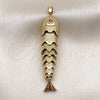 Dije Elegante 05.282.0010 Oro Laminado, Diseño de Pescado, con Zirconia Cubica Granate, Pulido, Tono Dorado