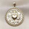 Dije Religioso 05.282.0011 Oro Laminado, Diseño de Corazón y Cruz, Pulido, Tono Dorado