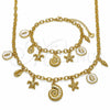 Collar y Pulsera 06.282.0008.18 Oro Laminado, Diseño de Caracol y Tortuga, Pulido, Tono Dorado