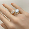Anillo Multi Piedra 01.438.0019 Oro Laminado, con Zirconia Cubica Blanca y Perla Marfil, Pulido, Tono Dorado (Talla Unica)