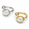 Anillo Multi Piedra 01.438.0019.1 Oro Laminado Blanco, con Zirconia Cubica Blanca y Perla Marfil, Pulido, Rodinado (Talla Unica)