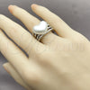 Anillo Multi Piedra 01.438.0020.1 Rodio Laminado, Diseño de Corazón, con Perla Marfil, Pulido, Rodinado (Talla Unica)