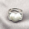 Anillo Multi Piedra 01.438.0020.1 Rodio Laminado, Diseño de Corazón, con Perla Marfil, Pulido, Rodinado (Talla Unica)