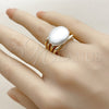 Anillo Multi Piedra 01.438.0021 Oro Laminado, con Perla Marfil, Pulido, Tono Dorado (Talla Unica)