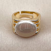Anillo Multi Piedra 01.438.0021 Oro Laminado, con Perla Marfil, Pulido, Tono Dorado (Talla Unica)