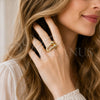 Anillo Multi Piedra 01.438.0022 Oro Laminado, con Micro Pave Blanca, Pulido, Tono Dorado (Talla Unica)