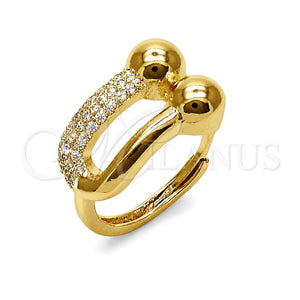Anillo Multi Piedra 01.438.0022 Oro Laminado, con Micro Pave Blanca, Pulido, Tono Dorado (Talla Unica)