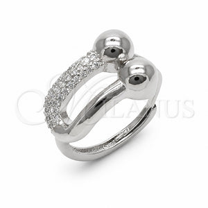 Anillo Multi Piedra 01.438.0022.1 Rodio Laminado, con Micro Pave Blanca, Pulido, Rodinado (Talla Unica)