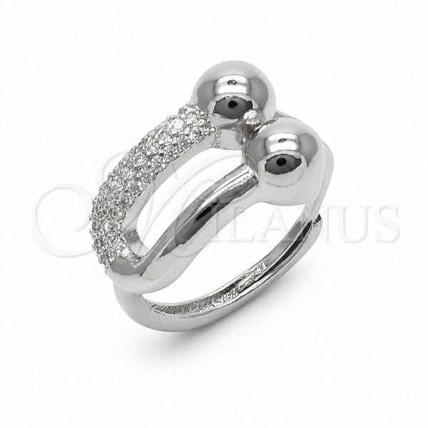 Anillo Multi Piedra 01.438.0022.1 Rodio Laminado, con Micro Pave Blanca, Pulido, Rodinado (Talla Unica)