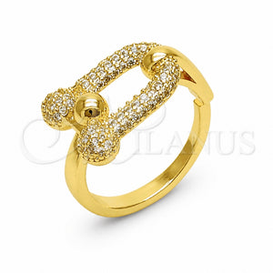 Anillo Multi Piedra 01.438.0023 Oro Laminado, con Micro Pave Blanca, Pulido, Tono Dorado (Talla Unica)