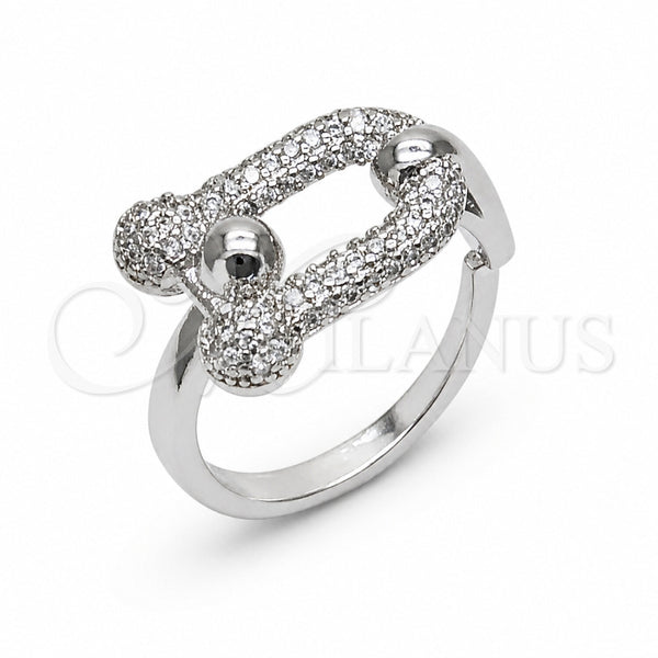 Anillo Multi Piedra 01.438.0023.1 Rodio Laminado, con Micro Pave Blanca, Pulido, Rodinado (Talla Unica)