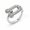 Anillo Multi Piedra 01.438.0023.1 Rodio Laminado, con Micro Pave Blanca, Pulido, Rodinado (Talla Unica)