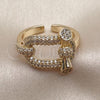 Anillo Multi Piedra 01.282.0019 Oro Laminado, con Micro Pave Blanca, Pulido, Tono Dorado (Talla Unica)