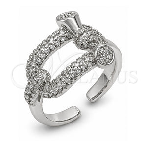 Anillo Multi Piedra 01.282.0019.1 Oro Laminado Blanco, Diseño de Oval y Bola, con Micro Pave Blanca, Pulido, Rodinado (Talla Unica)