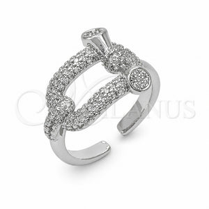 Anillo Multi Piedra 01.282.0019.1 Rodio Laminado, con Micro Pave Blanca, Pulido, Rodinado (Talla Unica)