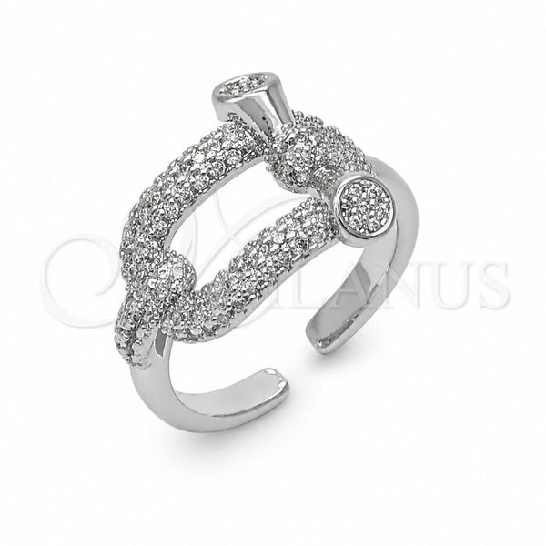 Anillo Multi Piedra 01.282.0019.1 Rodio Laminado, con Micro Pave Blanca, Pulido, Rodinado (Talla Unica)