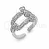 Anillo Multi Piedra 01.282.0019.1 Rodio Laminado, con Micro Pave Blanca, Pulido, Rodinado (Talla Unica)