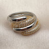 Anillo Multi Piedra 01.438.0024 Oro Laminado, con Micro Pave Blanca, Pulido, Dos Tonos (Talla Unica)