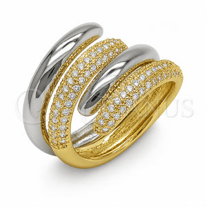Anillo Multi Piedra 01.438.0024 Oro Laminado, con Micro Pave Blanca, Pulido, Dos Tonos (Talla Unica)