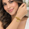 Aro Individual 07.282.0088 Oro Laminado, Diseño de Oja, Pulido, Tono Dorado (Grosor 03.6 MM, Talla Unica)