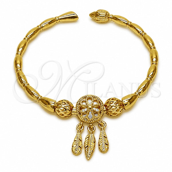 Aro Individual 07.282.0088 Oro Laminado, Diseño de Oja, Pulido, Tono Dorado (Grosor 03.6 MM, Talla Unica)