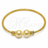 Aro Individual 07.282.0090 Oro Laminado, Diseño de Bola, con Perla Marfil y Micro Pave Blanca, Diamantado, Tono Dorado (Grosor 02.7 MM, Talla Unica)
