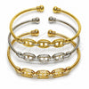 Aro Trio 07.282.0094 Oro Laminado, Diseño de Puff Mariner, con Micro Pave Blanca, Pulido, Tres Tonos (Grosor 07.6 MM, Talla Unica)