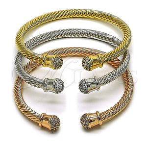 Aro Trio 07.282.0096 Oro Laminado, Diseño de Torcido, con Zirconia Cubica Blanca, Pulido, Tono Dorado (Grosor 05 MM, Talla Unica)