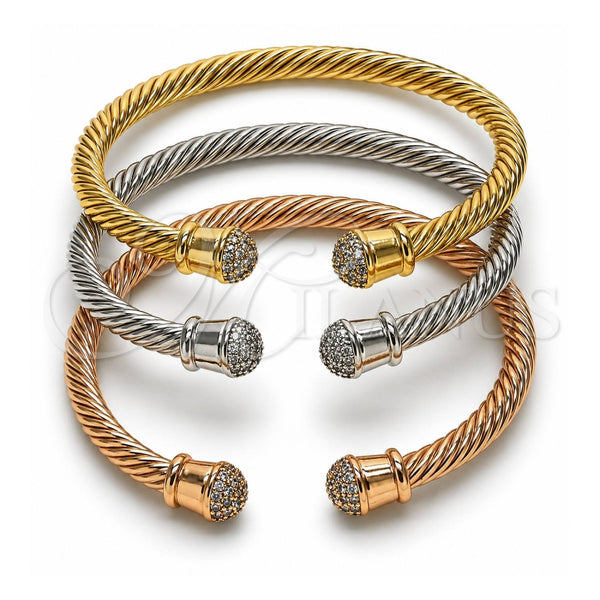Aro Trio 07.282.0096 Oro Laminado, Diseño de Torcido, con Zirconia Cubica Blanca, Pulido, Tono Dorado (Grosor 05 MM, Talla Unica)