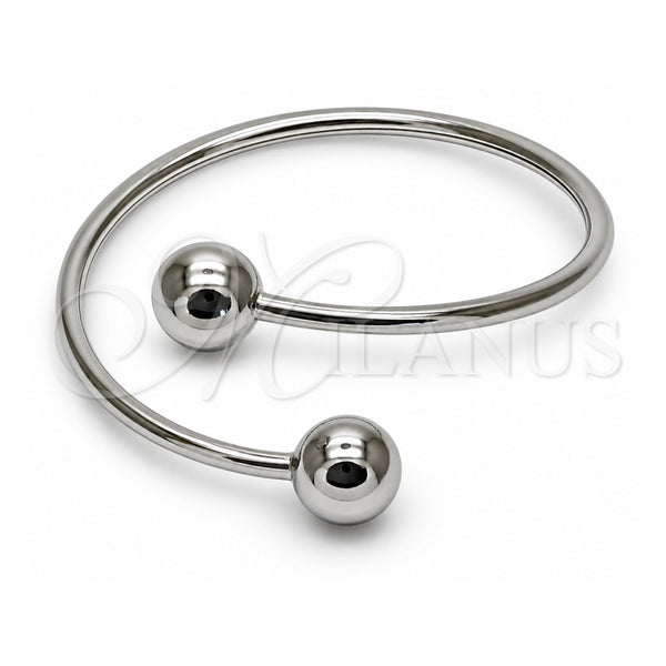 Aro Individual 07.282.0098.1 Oro Laminado Blanco, Diseño de Bola y Hueco, Pulido, Rodinado (Grosor 03.1 MM, Talla Unica)