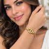 Aro Individual 07.282.0099 Oro Laminado, Diseño de Hebilla del Cinturón y Torcido, con Micro Pave Blanca, Pulido, Tono Dorado (Grosor 03 MM, Talla Unica)