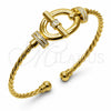 Aro Individual 07.282.0099 Oro Laminado, Diseño de Hebilla del Cinturón y Torcido, con Micro Pave Blanca, Pulido, Tono Dorado (Grosor 03 MM, Talla Unica)