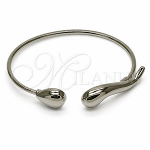 Aro Individual 07.282.0106 Rodio Laminado, Diseño de Gota, Pulido, Rodinado (Grosor 02.5 MM, Talla Unica)